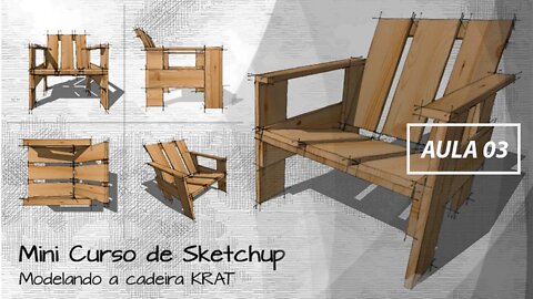 Como inserir textura no Sketchup - AULA 03 COLOCANDO TEXTURA NA CADEIRA KRAT