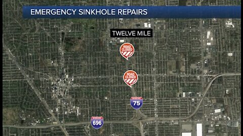 NB I-75 closed from I-696 to 12 Mile for emergency repairs due to sinkhole