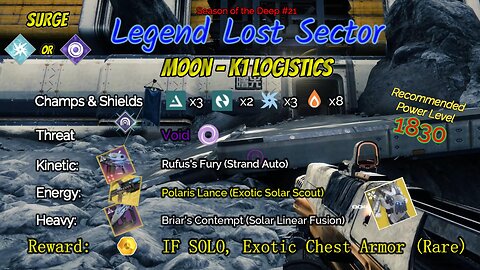 Destiny 2 Legend Lost Sector: Moon - K1 Logistics on my Void Warlock 8-10-23