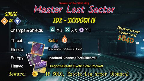 Destiny 2 Master Lost Sector: EDZ - Skydock IV on my Stasis Warlock 1-20-24