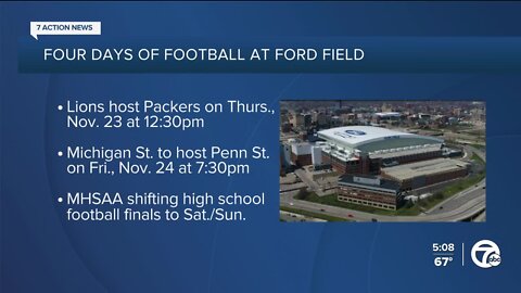 Michigan State to close regular season at Ford Field; high school championships move