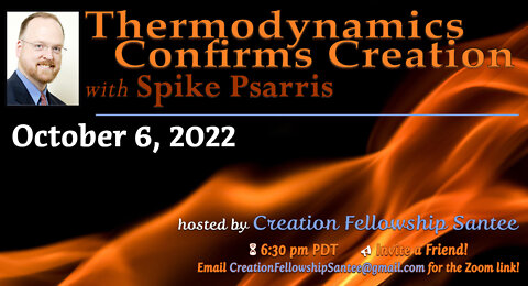 Thermodynamics Confirms Creation with Spike Sparris