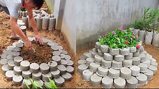 Making Cement into Flower Pot for Small Garden