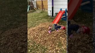 Daughter's Fall Fun Leaf Pile Dive