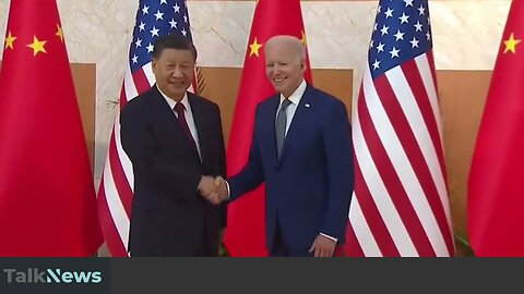 Xi Jinping of China and US President Biden are pictured shaking hands in Bali.