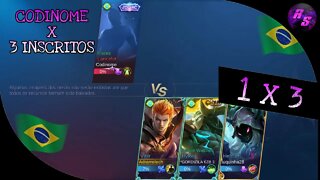 1 X 3 NOVO QUADRO DO CANAL • CODINOME X 3 INSCRITOS | Mobile Legends