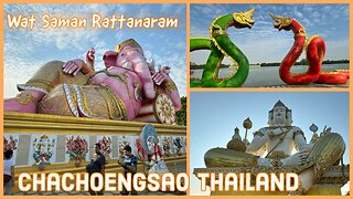 Wat Saman Rattanaram & Floating Market - Largest Reclining Ganesh in Thailand
