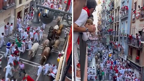 Remarkable 'Running of the Bulls' footage captured on camera