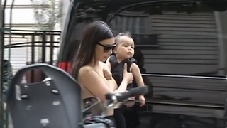 Kim Kardashian shops with baby North in Paris