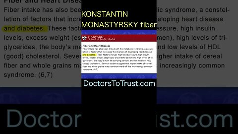 DR KONSTANTIN MONASTRYSKY. Fiber linked to metabolic syndrome!!
