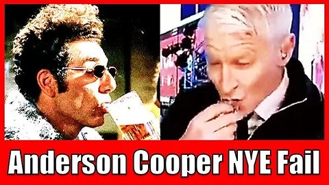 Anderson Cooper New Years Eve Shot FAIL 2021 - Gags on his Drink like Kramer's Beer Chug 🍺