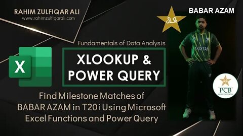 Find Milestone Matches of BABAR AZAM in T20i Using MS Excel Functions and Power Query | XLOOKUP