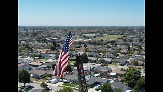 Flying my drone up to a very tall crane in the neighborhood in Buena Park today