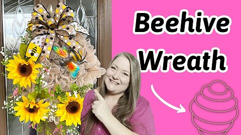 No Fray Deco Mesh Beehive Wreath ~ Dollar Tree Beehive Wreath Form ~ Spring Wreath DIY