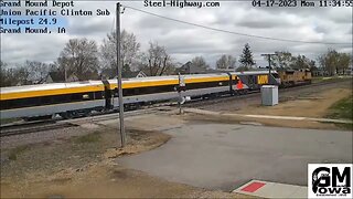 EB VIA Passenger Train in Grand Mound, IA on April 17, 2023