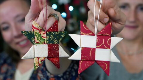 No-Sew Scandinavian Folded Fabric Star Christmas Ornament