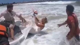 Bride falls from jet ski