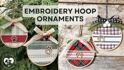 Pawprint Embroidery Hoop Ornaments
