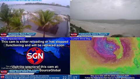 Replay 24/7 Multiple Cam Coverage of Florida as Hurricane Ian Approaches in 4k with NWS Tampa Audio