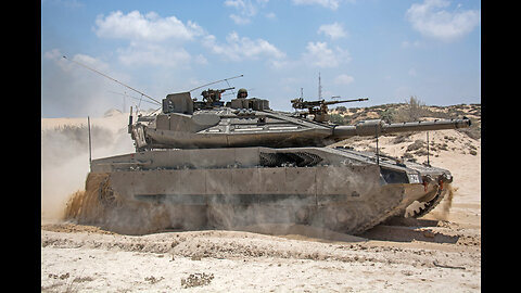 Merkava main battle tanks moving to Israel-Gaza border