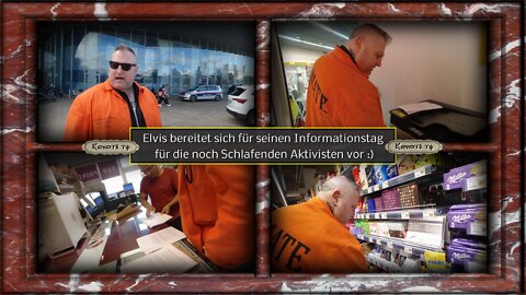 Elvis bereitet sich für seinen Informationstag für die noch Schlafenden Aktivisten vor