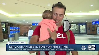 Serviceman meets son for first time