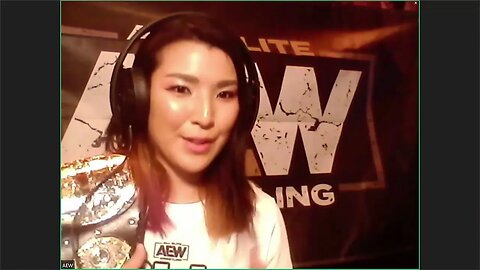 AEW's Hikaru Shida answers a question from Darren Paltrowitz