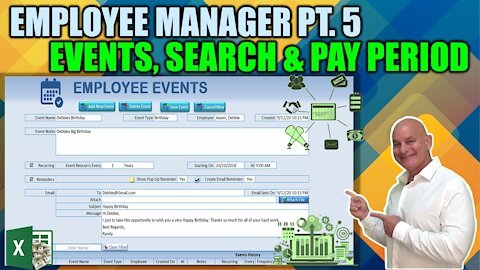 Create Pay Periods, Events, Search By ID and TONS More [Excel Employee Manager Part 5]