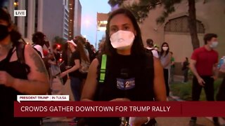Crowds gather downtown for Trump rally