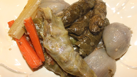 Stuffed cabbage and grape leaves recipe
