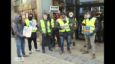 Action des gilets jaunes devant le consulat de Suède à Bruxelles