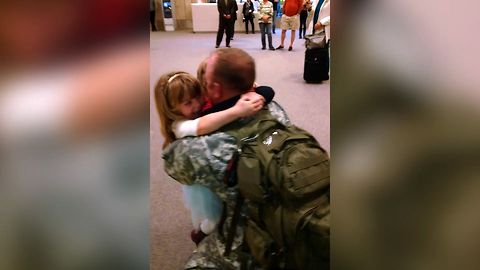 Kids Greet Dad Returning From Military Duty