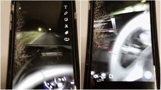 Teenager Snapchats her own car crash