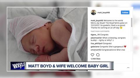 Tigers pitcher Matt Boyd welcomes baby girl