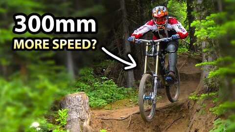 300mm vs 200mm of suspension, Does more travel = more speed?