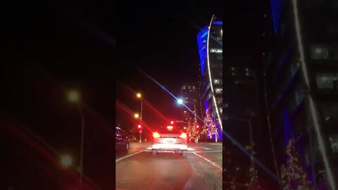 Bright Car Lights In Traffic At Night