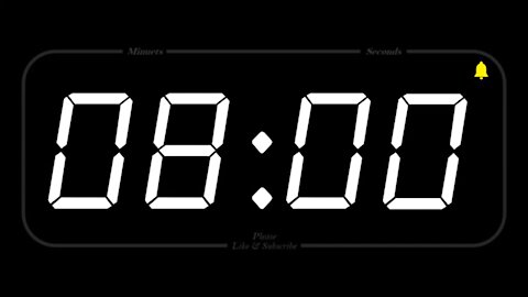 8 MINUTES TIMER WITH ALARM Full HD COUNTDOW