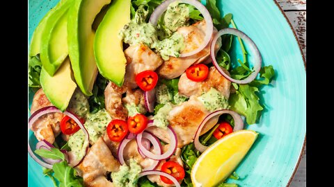 Keto chicken salad with a creamy chimichurri dressing