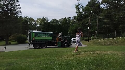 Recycling Truck picking up Recyclables