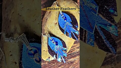 BLUES SHADOW, 2-inch, leather feather-inspired earrings