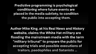 *PIKEMAN* Mike King Theory: PATRIOTS IN CONTROL 2: WHITE HAT PSYOPS PART 2 – MILITARY TRIBUNALS