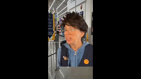 Walmart greeter is excited about movie night!