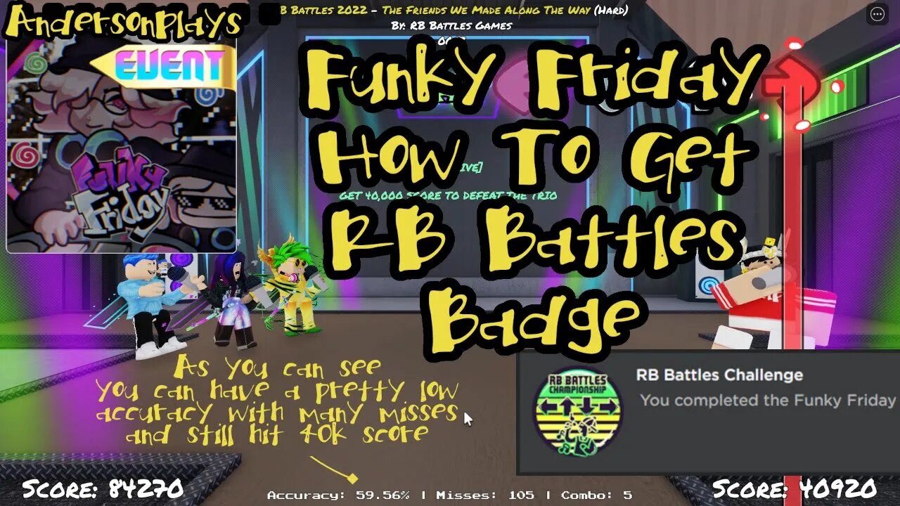 AndersonPlays Roblox Funky Friday - How To Get RB Battles Badge In Funky  Friday - RB Battles 3