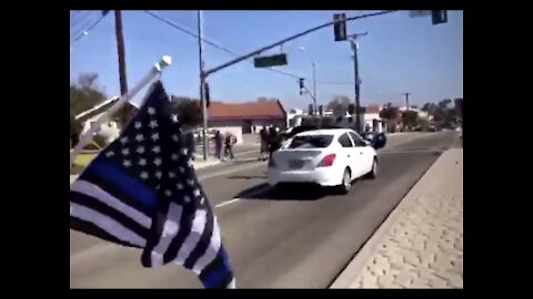 BLM Activist Drives Car Thru An American Patriot March