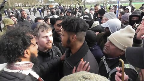 Bloodfire Surrounded Confronted Baseball Cap Knocked Off #speakerscorner