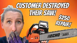 How to fix an Echo CS-590 Chainsaw that got destroyed BY ONE NAIL! Complete oil assembly repair Vlog