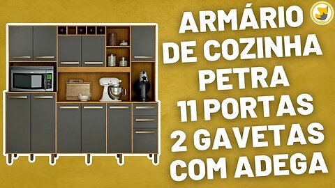 Armário de Cozinha Petra 11 Portas 2 Gavetas com Adega Valdemoveis