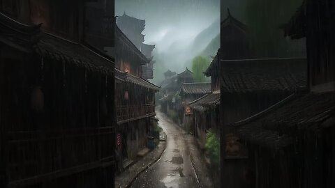 雨声助眠：古城悠扬笛声雨声的让你的身心得到全面的放松和平静BGM#sleepmusic #sleep #shortsvideo #rainsounds #rain #shorts