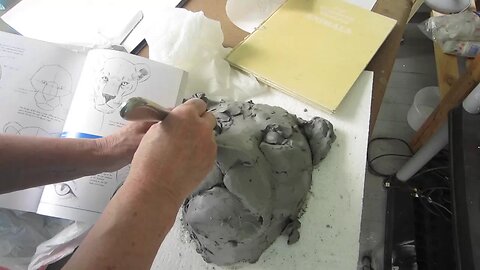 Concrete Lion Head, Making the Clay Model