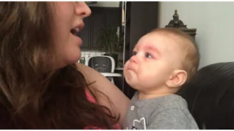 Baby gets emotional when mom sings opera -the cuteest thing you'll see today [Will miss this]